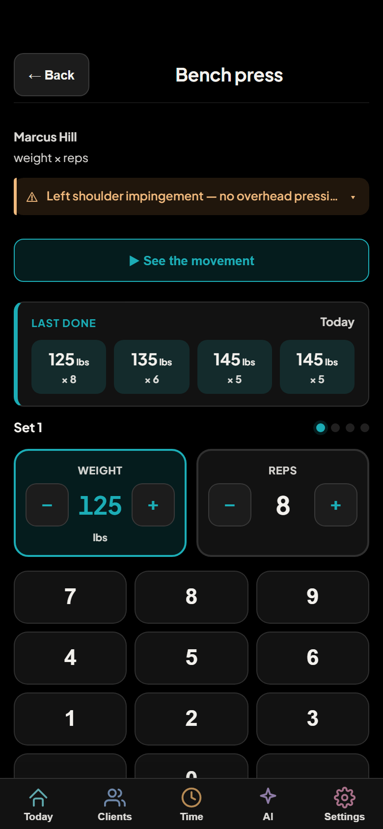 Logging a set one-handed